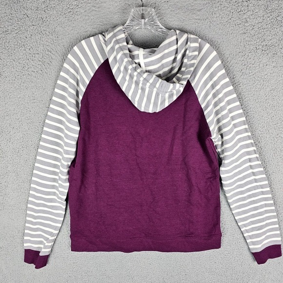 NWT ORVIS Sweater Womens Small Hoodie Burgundy Gray White Striped - Picture 2 of 11
